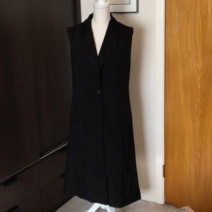 Long black velvety vest